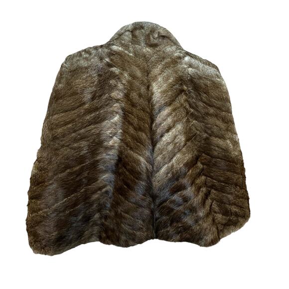 Vintage Fur Cape Capelet MCM 50s - 60s Brown Mob Wife Italian Glam Retro - Picture 5 of 5
